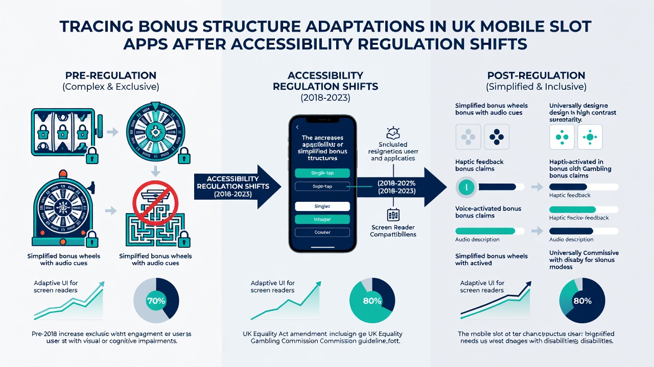 Comparison view of mobile slot bonus history screens before and after accessibility updates